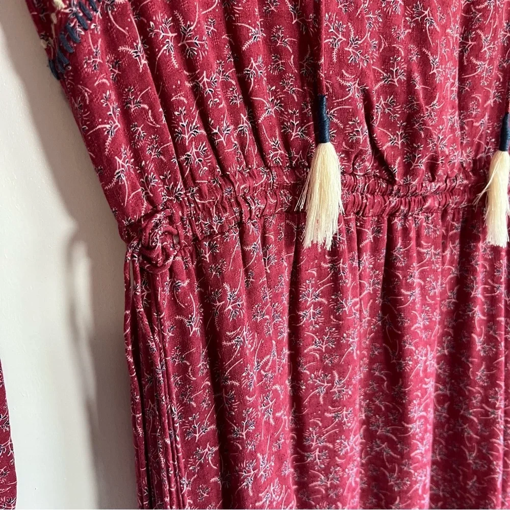 DOLAN Tassel Tie Maxi Dress in Raspberry Laurel Long Sleeve Boho,‎ Size Medium